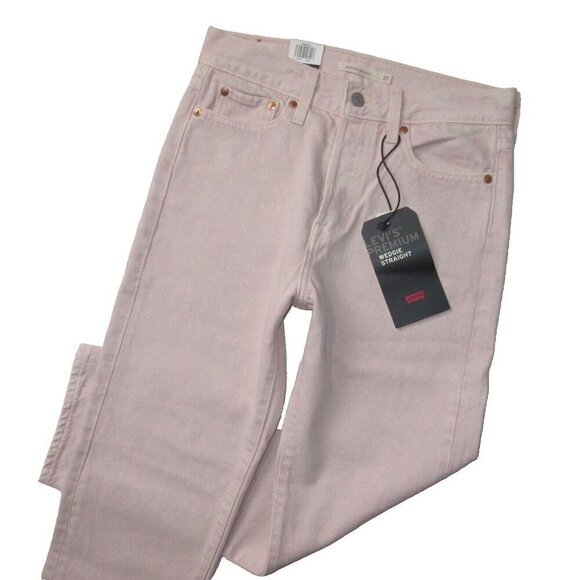 NWT Levi's Wedgie Straight in Pink Acid Wash High Rise Denim Crop Jeans 27 - Picture 2 of 7